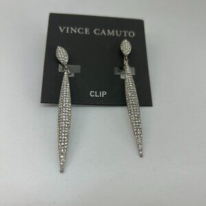 Vince Camuto Silver Tone Earrings long Spear Clip On New with Tag